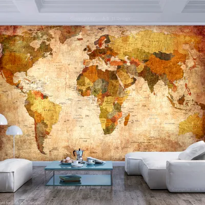 Produktbild von Basera Selbstklebende Fototapete Weltkartenmotiv k-A-0315-a-a, mit UV-Schutz, 294x210 cm