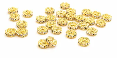 Produktbild von Vintageparts Strassrondelle Messing goldfarben Zirkonia 6 mm, 30 Stück