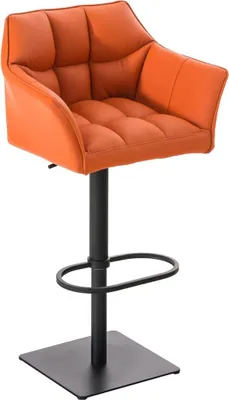 Immagine prodotto di Sgabello da bar moderno - Sedia elegante - Girevole e regolabile a 360° | Colore: Arancione | Colore base: Nero