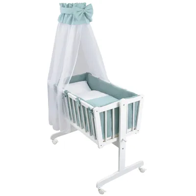 Produktbild von Baby-Delux Wiegenset Bettwäsche Set 6-tlg Waffelpique Musselin für Babywiege Mint (ohne Wiege)