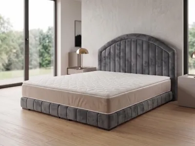 Produktbild von Polsterbett  LEON 2 mit Kopfteil, modernes gepolstertes Bett in 140 x 200 cm Farbe: Grau