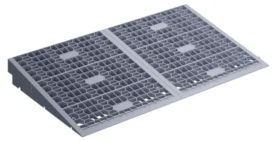 Produktbild von Wiltec Türschwellenrampe, verschiedene Höhen 0-25/25-50/50-76 mm, 810 mm Breite für Rollstuhl & Rollator, grau, Rollstuhlrampe aus Kunststoff, rutschfeste Oberfläche