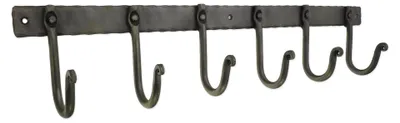 Wandkapstok aus Gusseisen, 6 Haken, Vintage-Stil, Zinnoptik