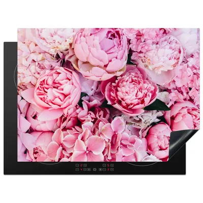 Produktbild von KitchenYeah© Herdabdeckplatte Blumen - Rosa - Rosen , 71x52cm, Küche Deko, Glaskeramikkochfeld Herdabdeckung, Abdeckplatte fùr Kochfeld