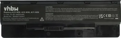 Produktbild von vhbw Akku kompatibel mit Asus N76VZ, N76VM, N76VJ, N76V Notebook (4400 mAh, 10,8 V, Li-Ion)