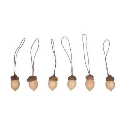 Zdjęcie produktu dla 6 Dekoracyjnych zawieszek w kształcie żołędzi - 2 x 3,5 cm