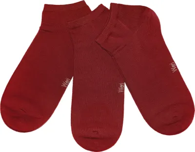 Produktbild von Damen Sneaker Socken 3-er Pack Unifarben Weinrot Größe 35-38 Glatt