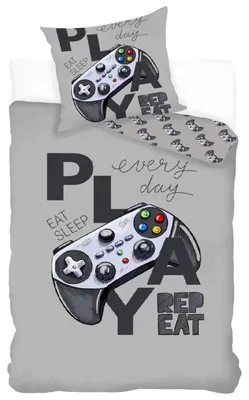 Freigestellte Produktansicht vom Bettwäsche Set Gamer Play 2tlg. 135x200 cm + 80x80 cm 100% Baumwolle
