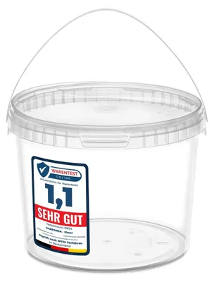 Obrázek produktu pro Plastový kbelík - Kbelík s víkem - 3 litry - Transparentní - Polypropylen - Potravinářsky bezpečný