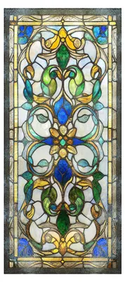 Produktbild von Sichtschutzfolie im Vintage-Buntglas-Stil, statisch haftend, dekorativer Glasaufkleber für Schrank-, Badezimmer- und Küchentüren