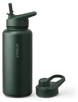 Produktbild von Trinkflasche Edelstahl 1L Thermoflasche Sport Gym Flasche isoliert grün Vinsun