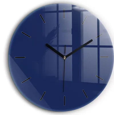 Produktbild von Wallfluent Große Wanduhr – Stilles Quarzuhrwerk - Uhr Dekoration Wohnzimmer Schlafzimmer Küche - Zifferblatt mit Striche - schwarze Zeiger - 60 cm - Marineblau