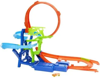 Produktbild von Hot Wheels Multi Crash Trackset, Motorisierter Booster, Inklusive 1 Die-Cast Fahrzeug, JFD12