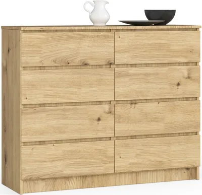 A chest of drawers with eight drawers, displayed in a studio setting against a white background.