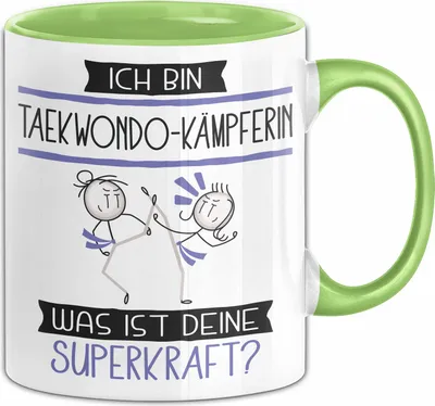 Produktbild von Taekwondo-Kämpferin Geschenk Tasse Ich Bin Taekwondo-Kämpferin Was Ist Deine Superkraft Geschenkidee Lustig Geburtstag Weihnachten (Grün)