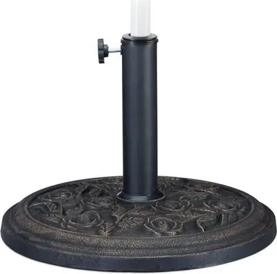 Image de Pied de parasol noir avec motif de roses