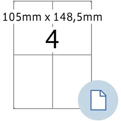 Image de HERMA 8404 Étiquettes de feuille A4 papier blanc 105x148 mm 500 feuilles 2000 étiquettes