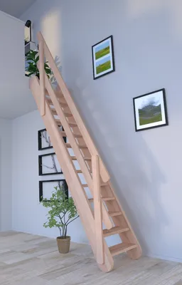 Zdjęcie produktu dla Oszczędzające miejsce schody Samos z drewnianą balustradą i pełnymi stopniami