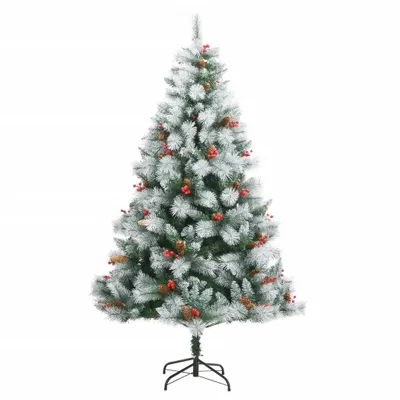 Obrázok produktu pre vidaXL Umelý vianočný stromček skladací so šiškami a bobuľami 210 cm