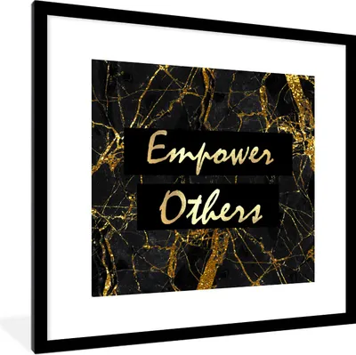 Produktbild von MuchoWow® Gerahmtes Poster Zitat - Macht - Gold - Marmor 40x40 cm - Poster mit Schwarzem Bilderrahmen Wandposter Rahmen Foto Bilder - Poster - Plakat im Rahmen