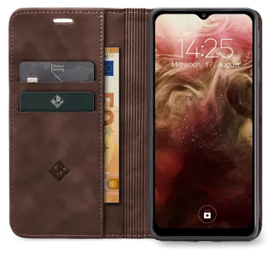 Produktbild von Handy Hülle für Samsung Galaxy A13 Klapphülle Bookcase Flip Cover Handy Tasche Etui Farbe: Dunkelbraun