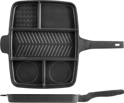 Image de Grill à induction rectangulaire à 5 compartiments avec revêtement antiadhésif
