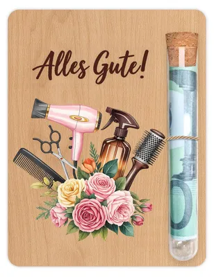 Produktbild von Geschenkidee für Friseure: Geldscheinhalter aus Holz mit Reagenzglas, kreative Geldverpackung für Friseure, Geburtstagsgeschenk, Dankeschön-Geschenk, Geschenk für Kollegen, Salondekorationsidee, Geschenkkartenhalter