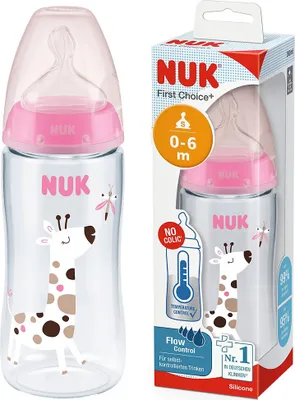 Image de NUK FC+ Biberon anti-colique avec capteur 300ml + tétine 0-6m Girafe