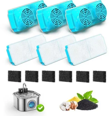 Immagine prodotto di Cartucce filtranti adatte per i sistemi di gassificazione dell'acqua per animali domestici — Filtri di ricambio per sistemi di gassificazione quadrati (universali per cani e gatti) — Confezione da 6