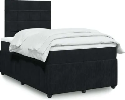 Produktbild von Langlebige Boxspringbett mit Matratze Schwarz 120x200 cm Samt Gästebett mit Lattenrost Möbel5880629