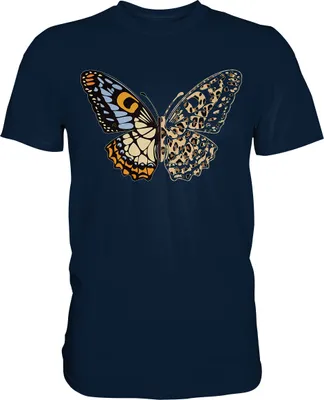 Produktbild von Leopard Frauen Schmetterling T-Shirt – Navy / 5XL