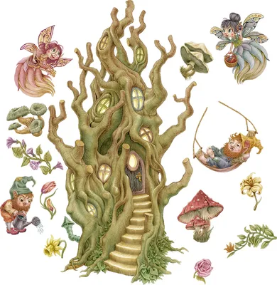 Produktbild von Wandaufkleber Kinderzimmer – Wandsticker für Baby & Kinder – Selbstklebende Wanddekoration – Abnehmbar ohne Rückstände – Deko für Mädchen & Jungen - Pastellfarbene Waldfiguren und Baumhäuser60x80 cm