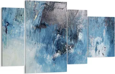Produktbild von Bild auf Leinwand - Leinwandbild - 4 Teile - Abstraktion Blau Schwarz - 120x70cm - Wand Bild - Wanddeko - Wandbilder - Leinwanddruck - Bilder - Wanddekoration - Leinwand bilder - DL120x70-4155