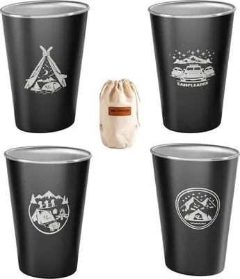 Produktbild von Famanu Edelstahlbecher 350 ml - 4er Set, Schwarz