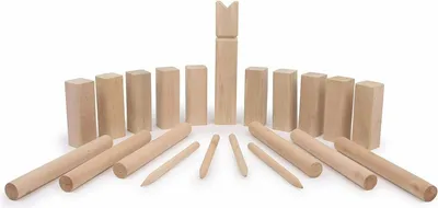 Produktbild von Sena Kubb 21-tlg. Sommerspiel – Robustes Kiefernholz Wurfspiel Set für Garten, Park & Strand – Traditionelles Wikingerspiel für Jung
