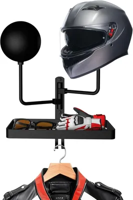 Produktbild von Helmhalter Wand Wandmontage, Zwei Kugelhalter Design Motorradhelm Wandhalter, 180 ° drehbar, Motorradhelm Display Organizer