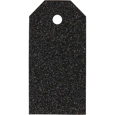 Produktbild von Geschenkanhänger, Größe 5x10 cm, 300 g, Schwarz, Glitter, 15Stck.