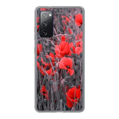 Produktbild von MuchoWow® Handyhülle Schutzhülle Hülle für Samsung Galaxy S20 FE Rote Mohnblumen in einem Schwarz-Weiß-Bild Silikon Softcase Handy Hülle - Abdeckung