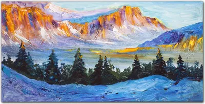 Produktbild von Coloray Bild aus Leinwand 120x60 Leinwand Dekoration - Winter Schnee Baum nach oben