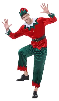 Produktbild von Rot und Grün Elfenkostüm für Herren für Weihnachten