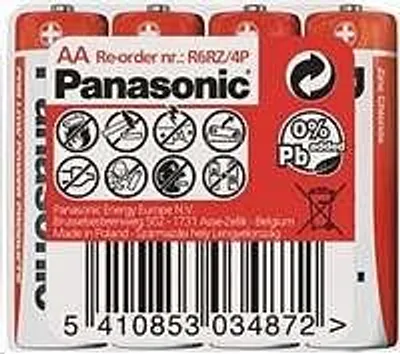 Image de PANASONIC Zinkouhlíkové baterie Red Zinc R6RZ/4P AA 1,5V (shrink 4ks)