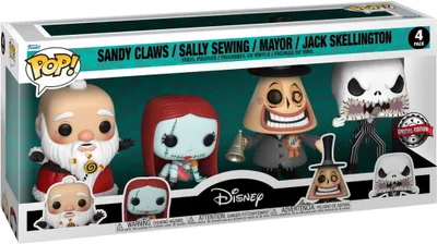 Produktbild von Nightmare Before Christmas Sandy Claws Sally Sewing MayorJack Skellington  4 Pack Special Edition - Funko Pop! - Vinyl Figur