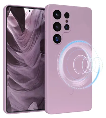 A purple phone case is shown next to a smartphone.