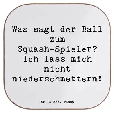 Produktbild von Mr. & Mrs. Panda Untersetzer für Gläser Spruch Squash Humor - Weiß - Geschenk, Sportler, Tischuntersetzer, Schnelligkeit, Glas, Coaster, gläseruntersetzer, Teamsport