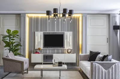 Produktbild von Weiße Wohnzimmer TV-Garnitur Moderner TV-Ständer Designer Fersehrahmen