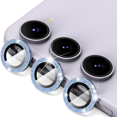 Obrázok produktu pre Pre Samsung Galaxy S24 Hliníkový trblietavý krúžok fotoaparátu + tvrdé sklo H9 Blue