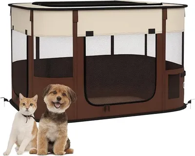 Imagen del producto de Jaula para perros, corral para cachorros, para conejos, 84x64x53 cm, color marrón