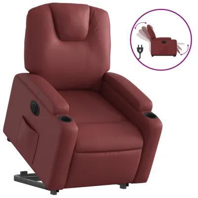 Produktbild von vidaXL Relaxsessel mit Aufstehhilfe Elektrisch Weinrot Kunstleder