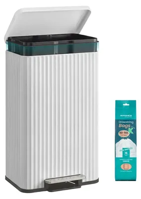 Zdjęcie produktu dla Kosze na śmieci z miękkim zamknięciem, pojemność 50 litrów, kolor: biały, wymiary: 33,6 x 40,3 x 62,5 cm