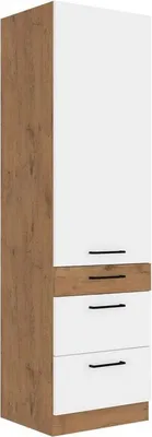 Obrázok produktu pre Vysoká kuchynská skrinka 60 cm so šuplíkmi ZHILAN - dub lancelot / lesklá biela